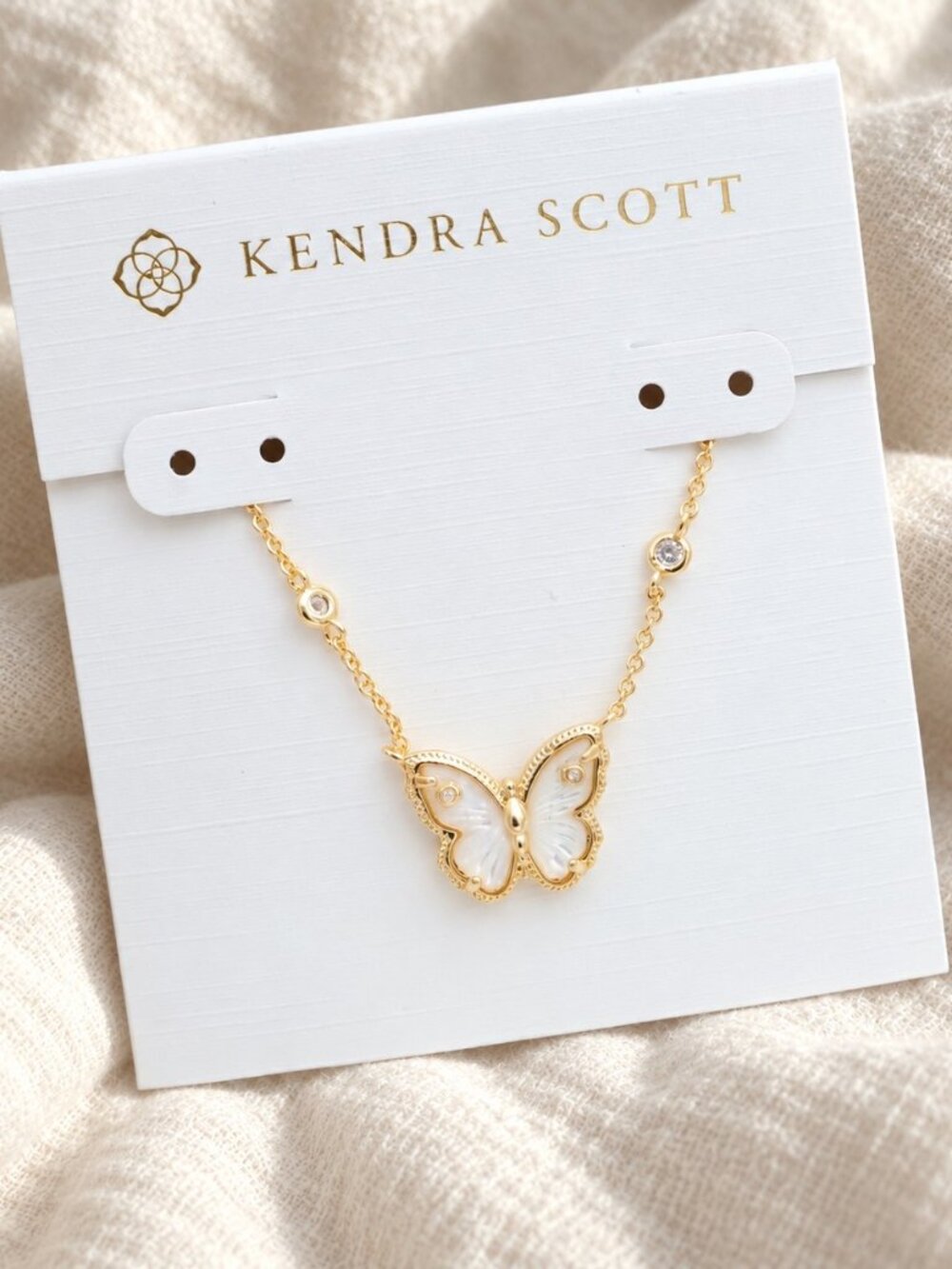 Kendra Scott Cailey Gold Pendant Necklace Butterfly Pearlized Statement Jewelry